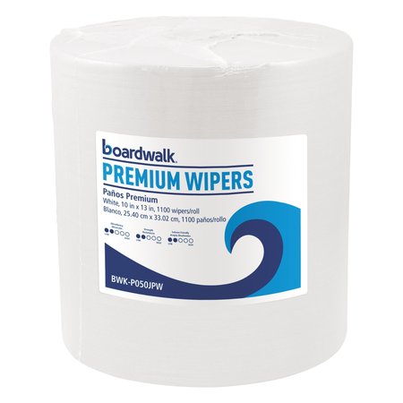 BOARDWALK Towels & Wipes, White, Hydroentangled Wood-Pulp; Polypropylene, 1100 Wipes, 10" x 13" BWKP050JPW